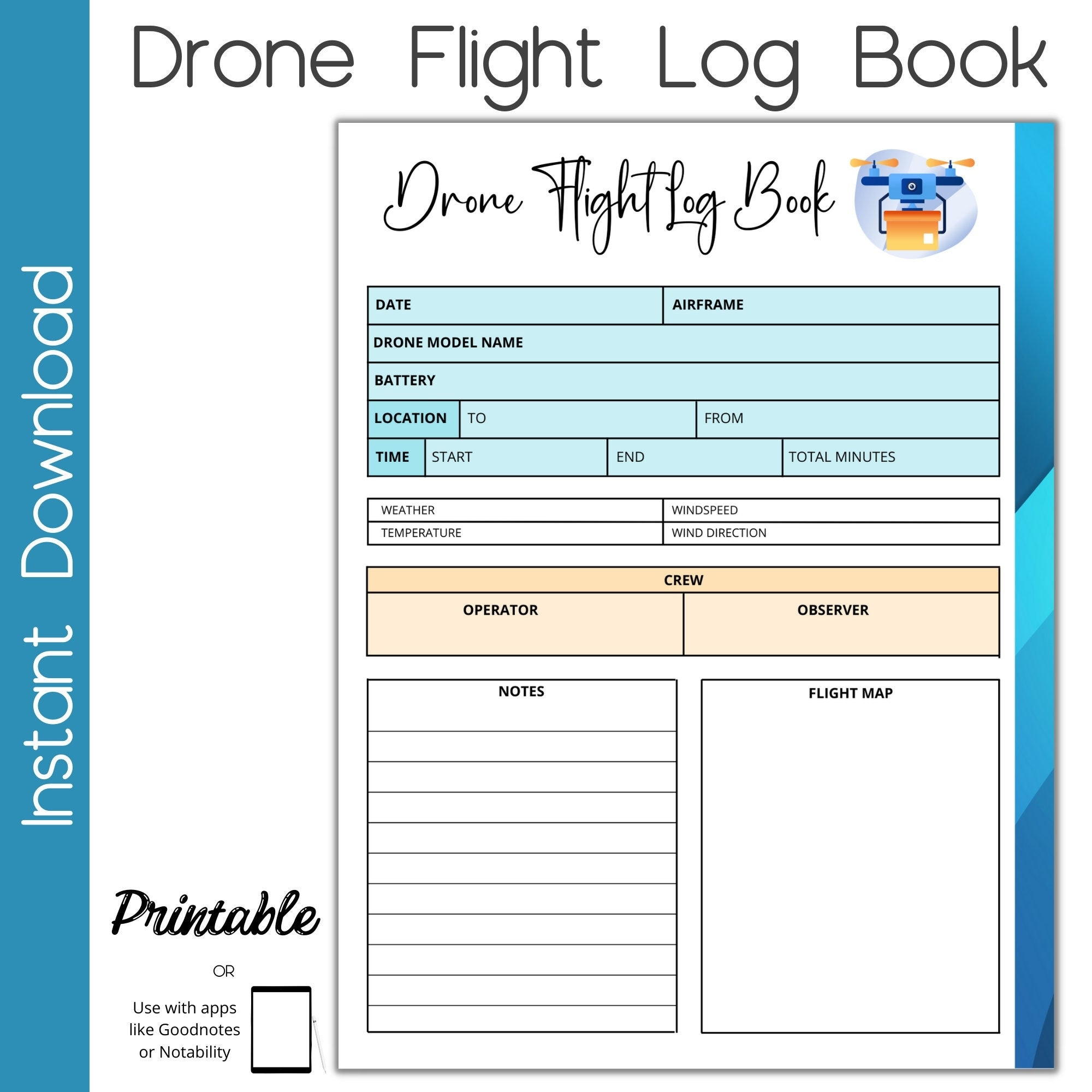 pilot log book printable