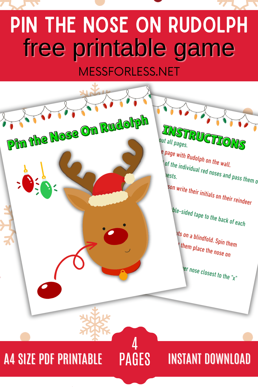 Pin The Nose On Rudolph Game Mess For Less