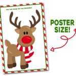Pin The Nose On The Reindeer Printable Christmas Class Party Game Poster Size Pin The Nose On The Reindeer 20x30