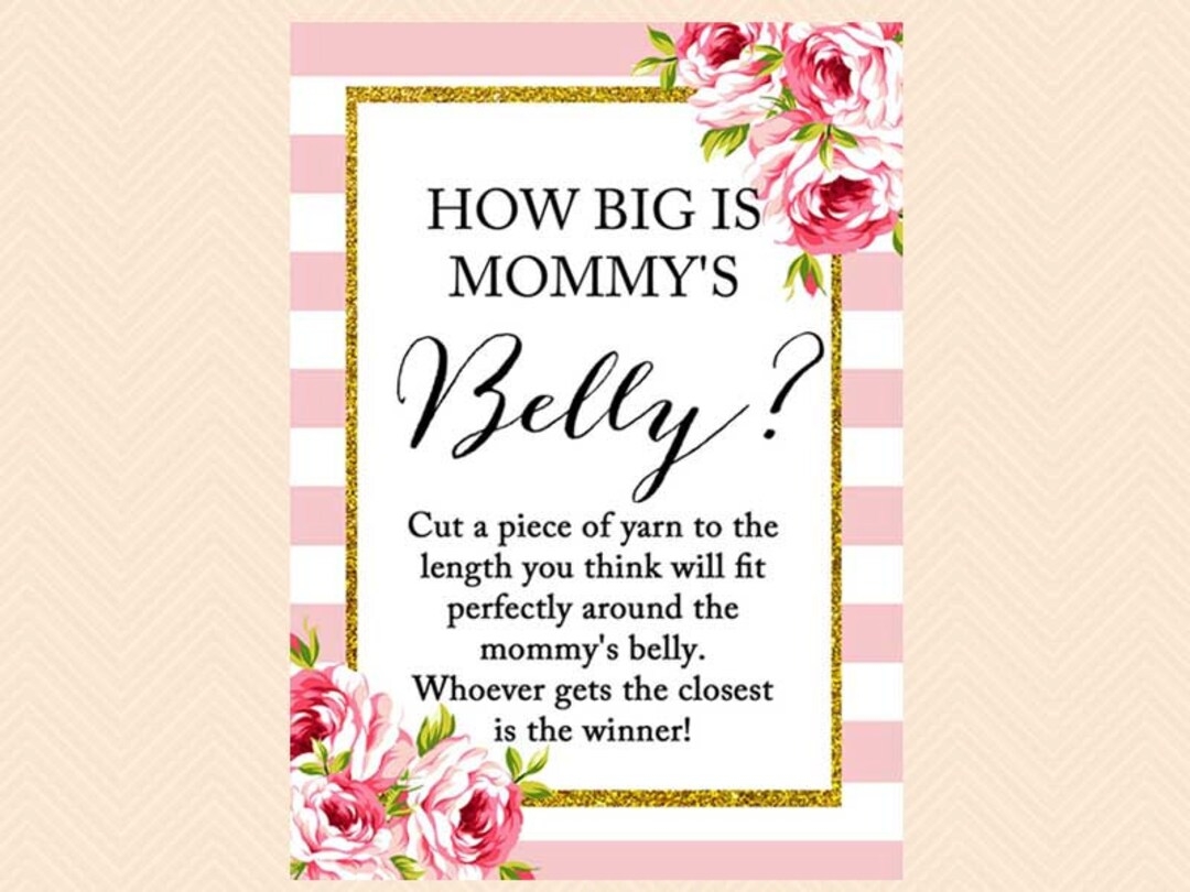 Pink And Gold How Big Is Mommy s Belly Guess The Size Of Mommy s Belly Mommy s Size Pink French Baby Shower Games Printables TLC50 Etsy New Zealand