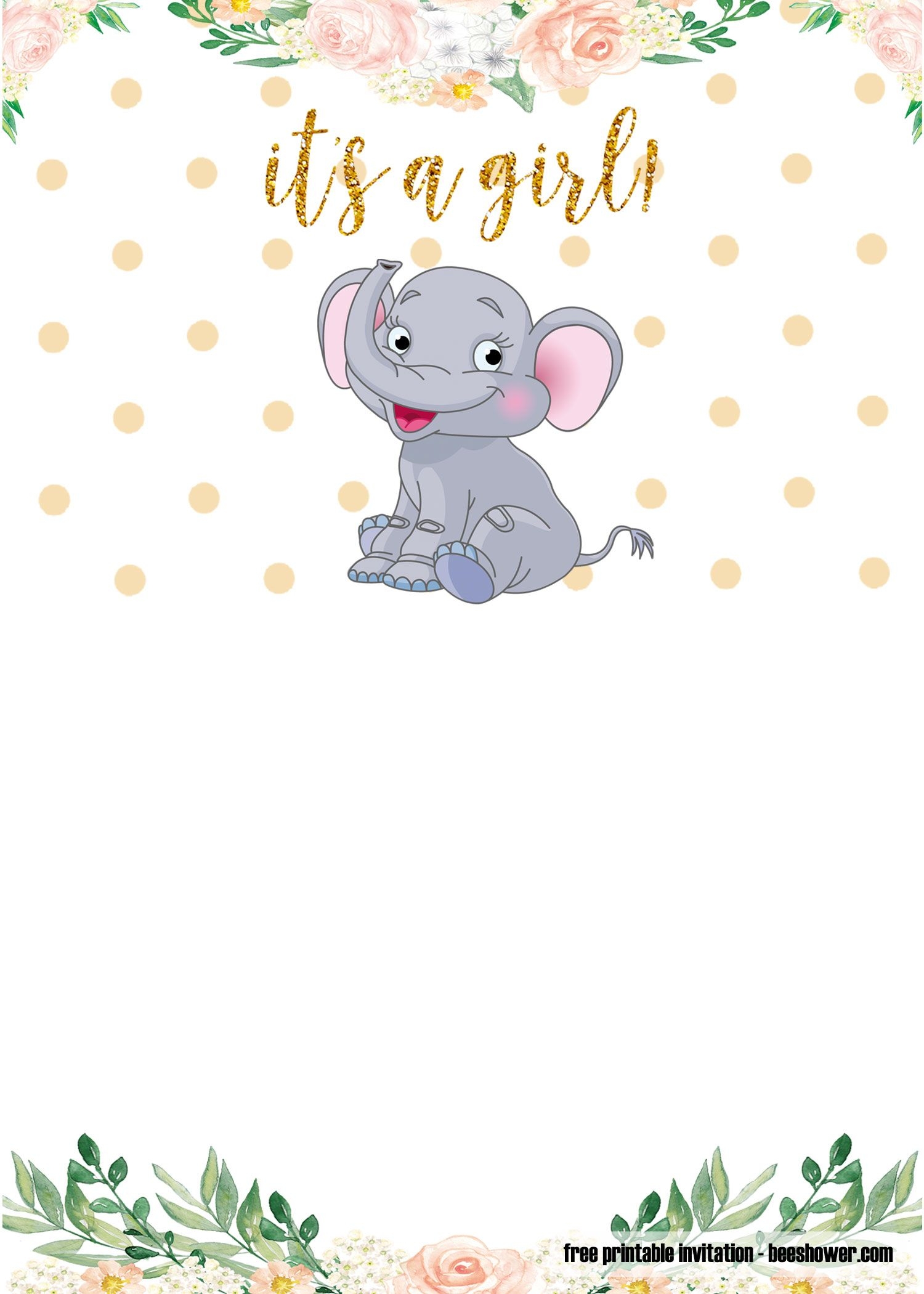Pink Elephant Baby Shower Invitations Free Clearance