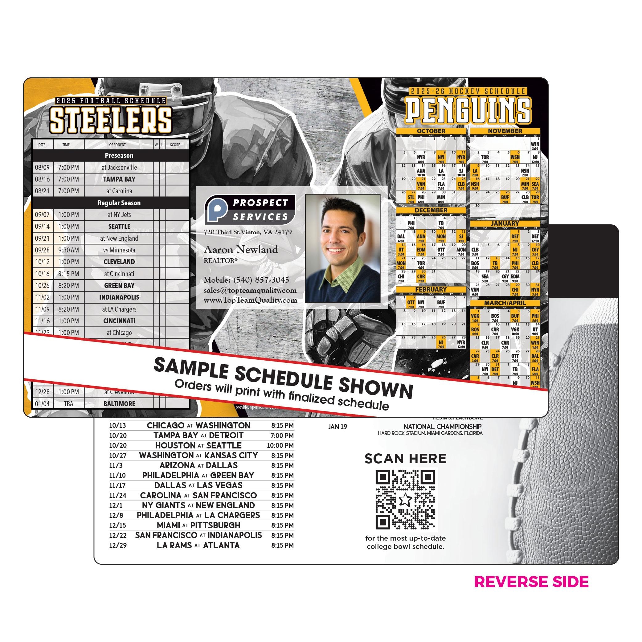 Pittsburgh Football U0026 Hockey Jumbo Magnetic Schedule Steelers Penguins