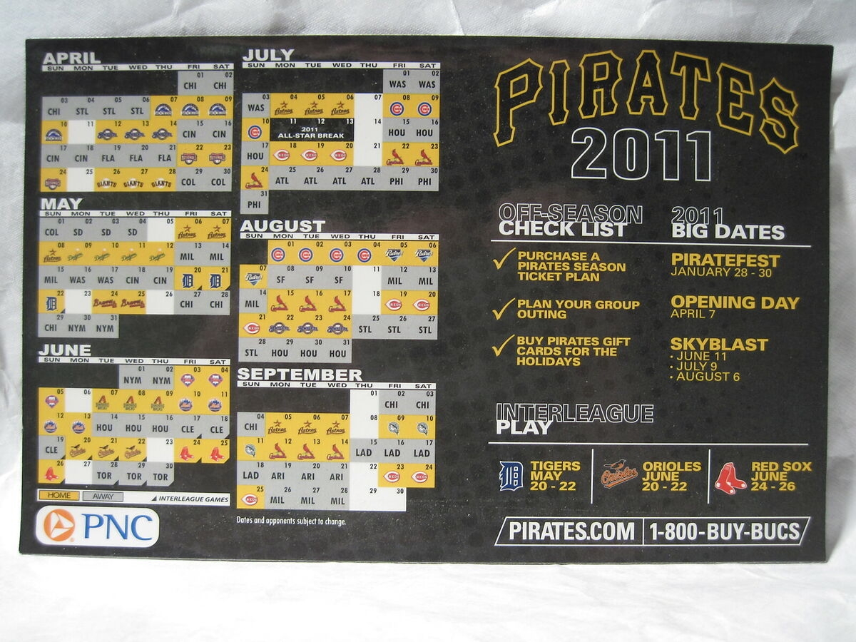 PITTSBURGH PIRATES 2011 Magnetic Schedule