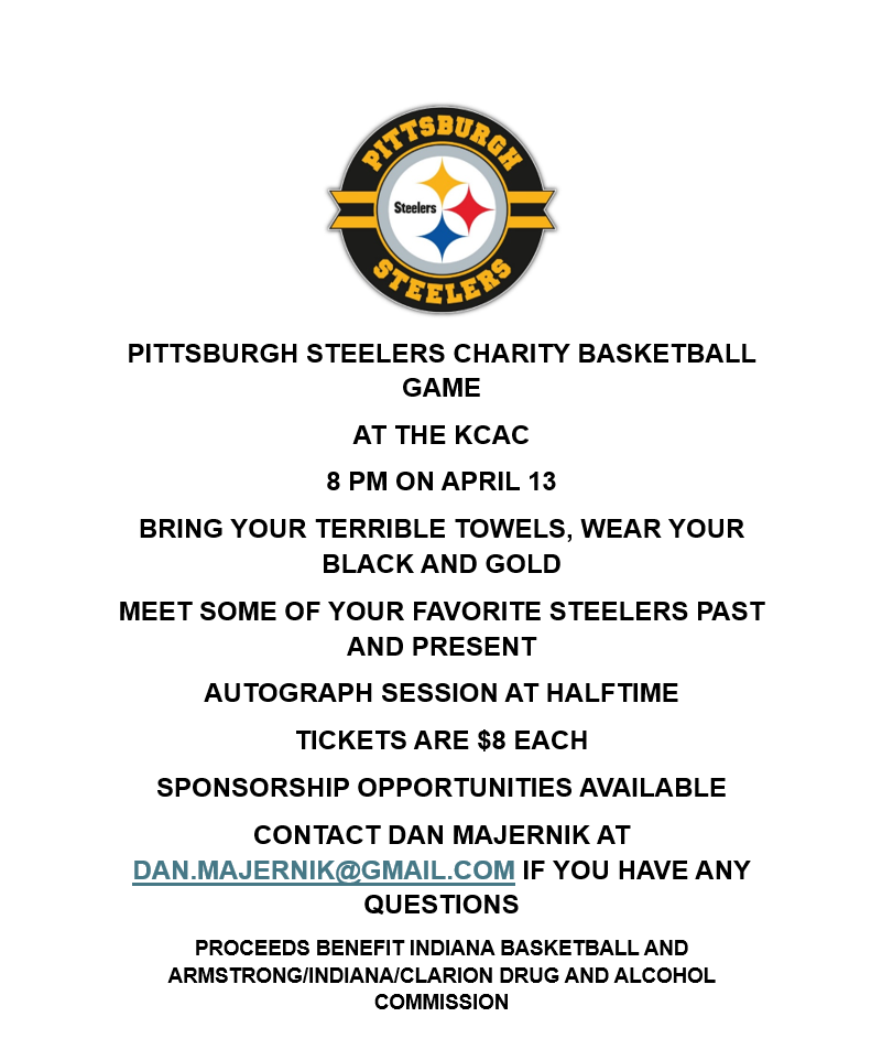 Pittsburgh Steelers Charity Basketball Game At KCAC April 13 At 8PM Indiana Area School District