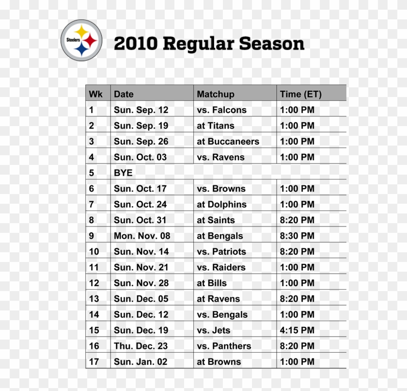 printable steelers schedule 2018