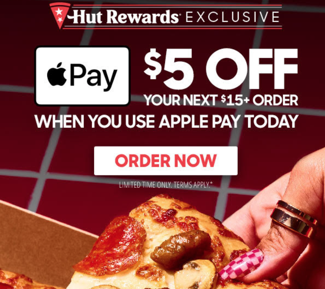 Pizza Hut Coupon Code 5 Off 15 When Using Apple Pay Make Any