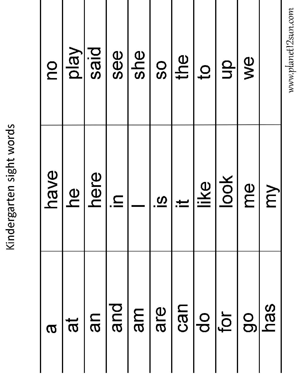 kindergarten spelling words printable