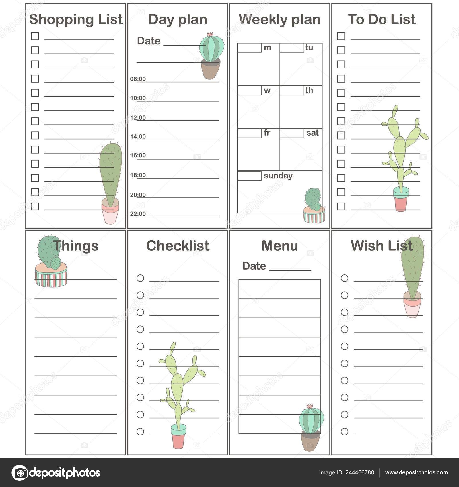 Planner 2019 Set Simple Style Schedule Templates School Office Time Stock Vector By 0112angel 244466780