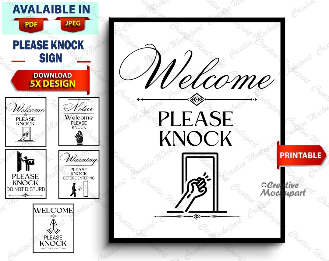 Please Knock Before Entering Sign Printable Pack Welcome Please Wait And Do Not Disturb Before Entering Modern Home Office Wall Art Etsy