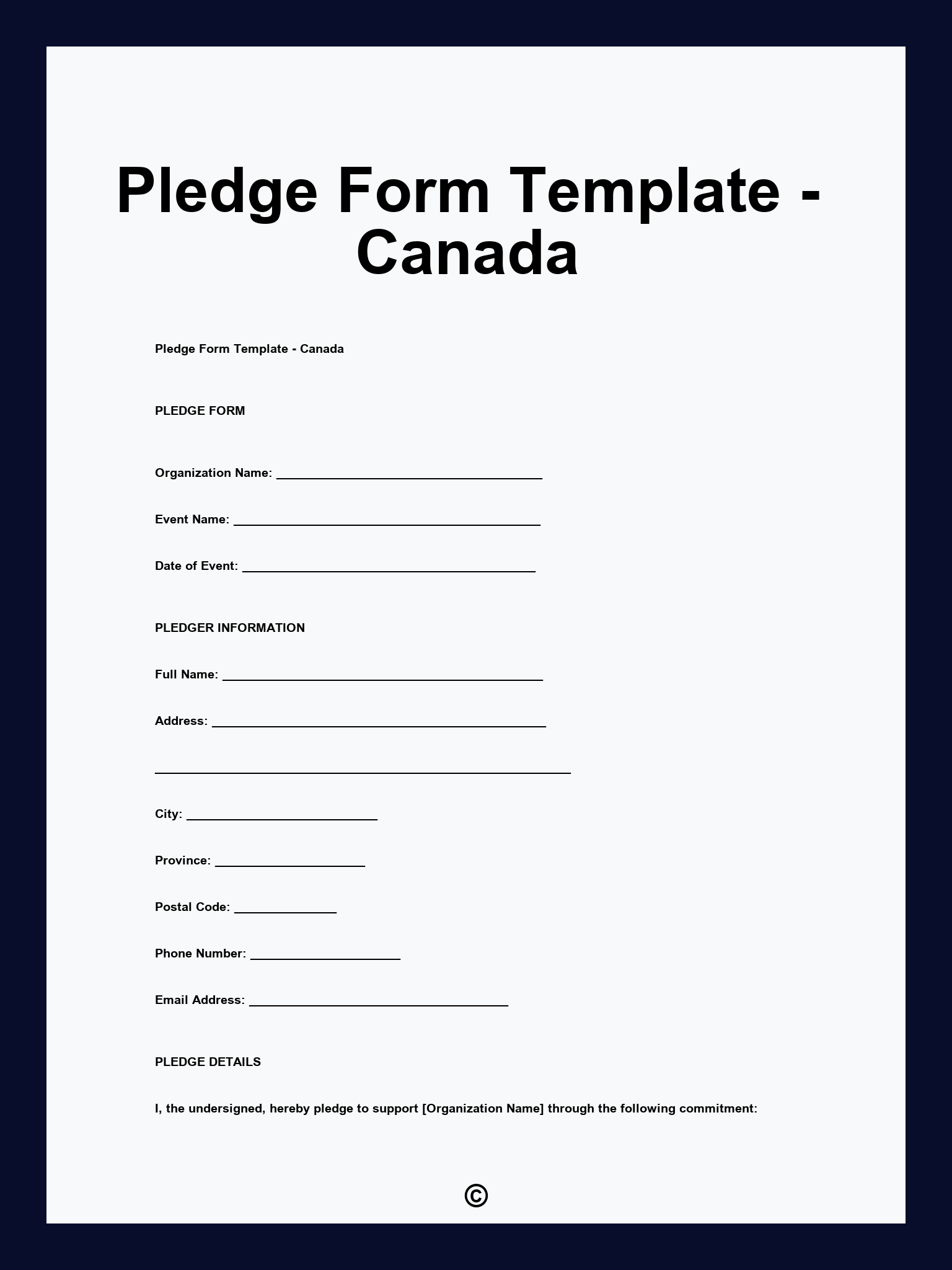 printable pledge form template