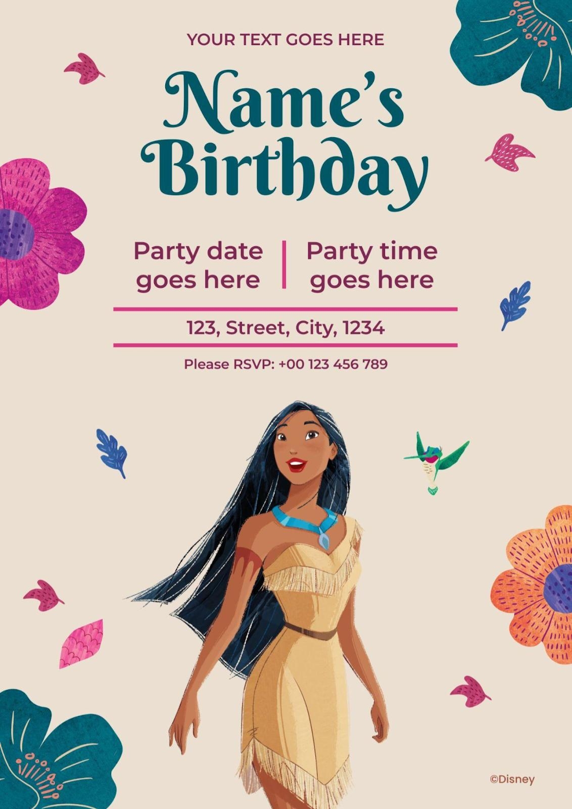 Pocahontas Birthday Invitation Presentation