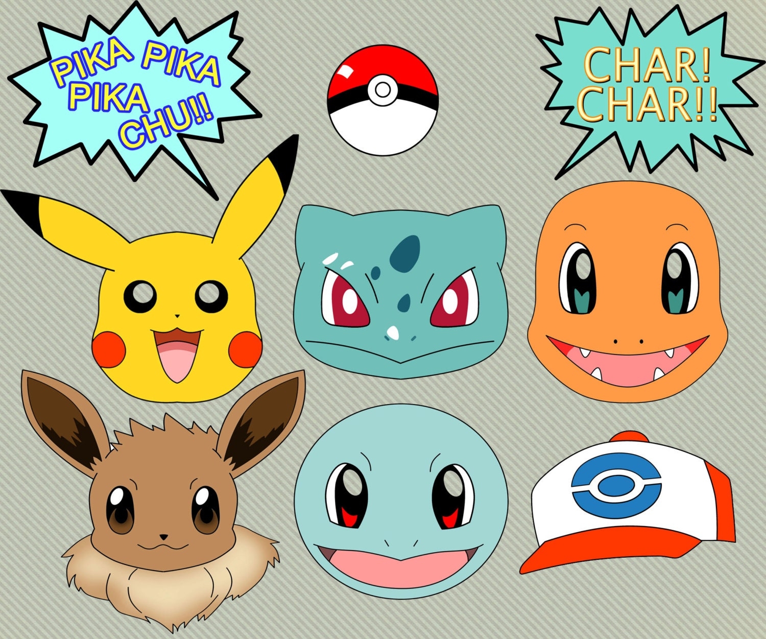 Pokemon Photo Booth Props Etsy