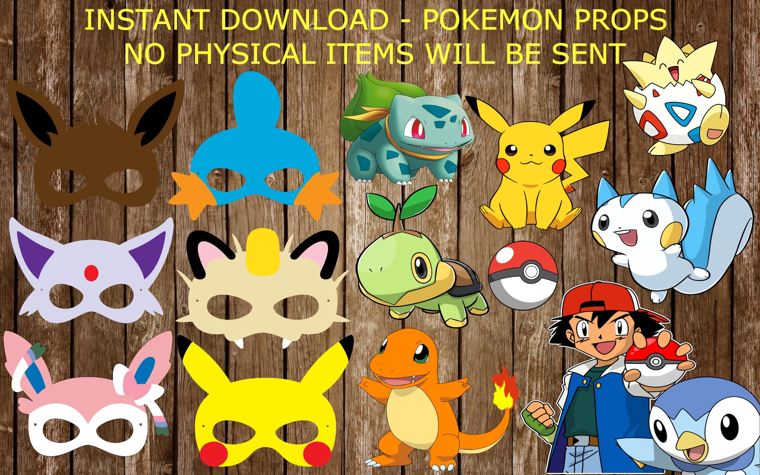 Pokemon Printable Photo Booth Props Pokemon Instant Download Pokemon Clipart Pokemon Party