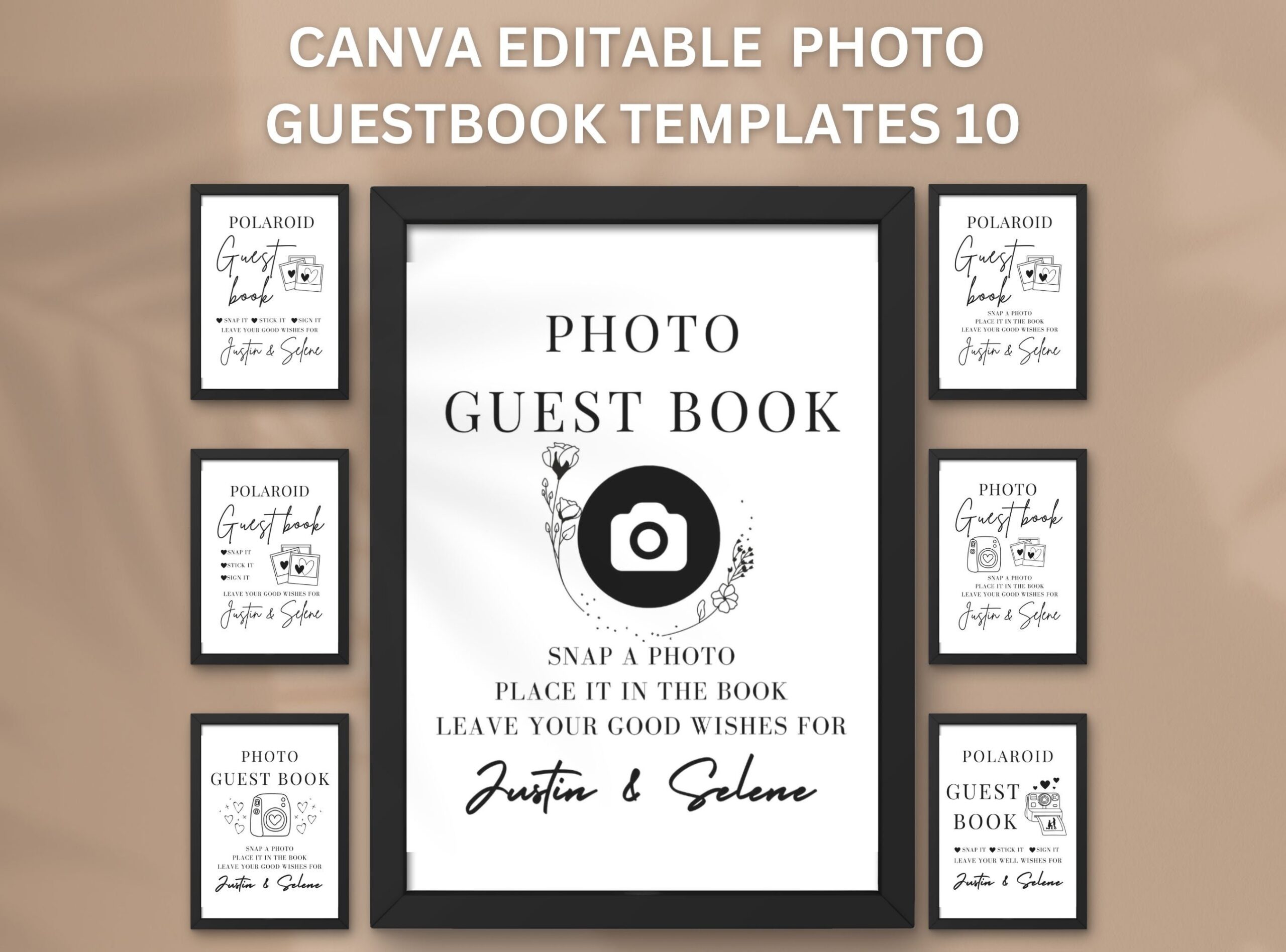 Polaroid Guest Book Sign Photo Guestbook Sign Printable Canva Editable Guestbook Sign Template In 5x7 And 8x10 Etsy