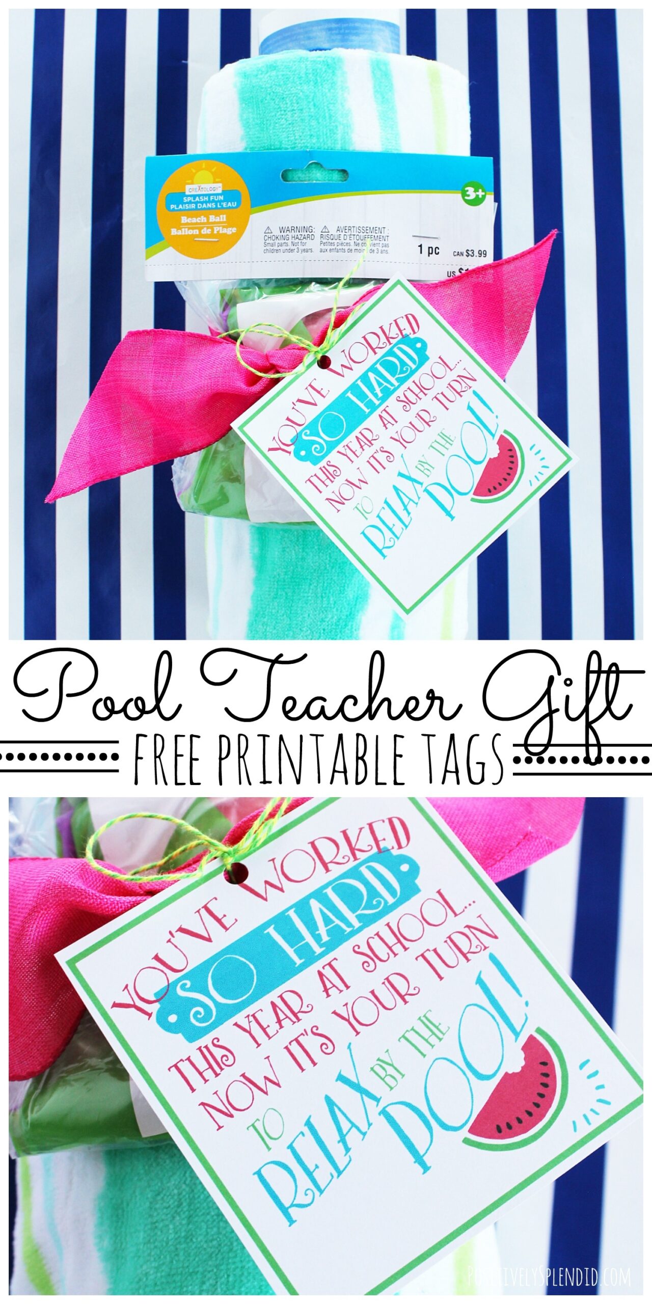 Pool Teacher Gift Idea With Free Printable Positively Splendid Crafts Sewing Recipes And Home Decor 