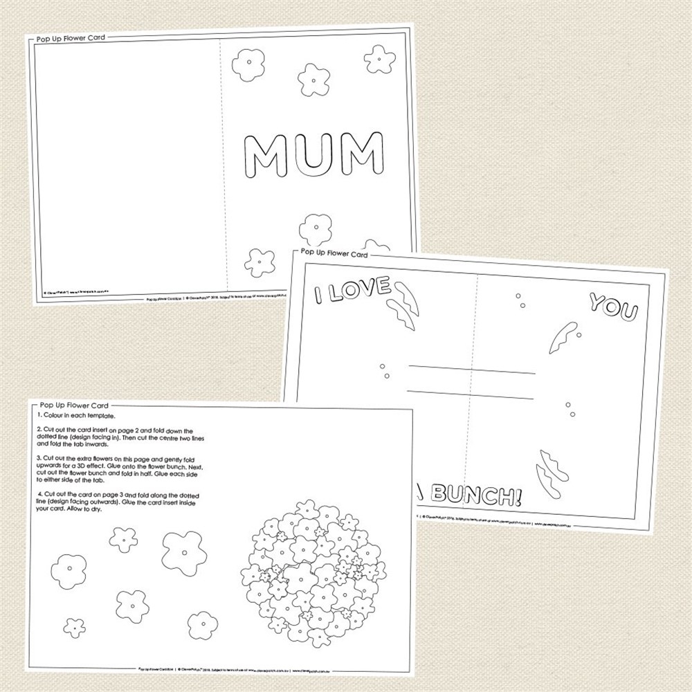 Pop Up Flower Card Mother s Day CleverPatch Art U0026 Craft Supplies