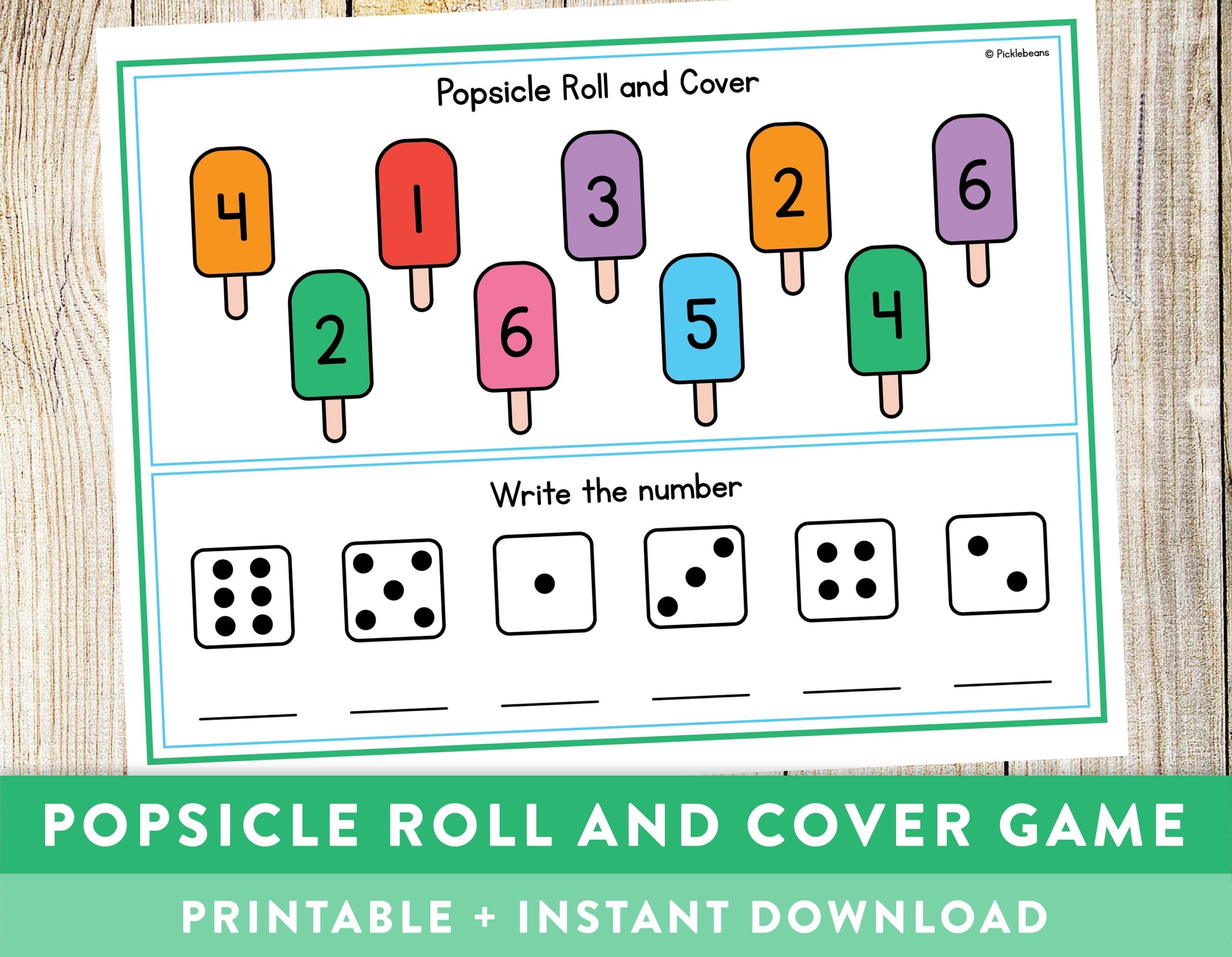 Popsicle Roll And Cover Game Mathematics 1st Grade Kindergarten Dice Games Maths Educational Printable Instant Download Etsy
