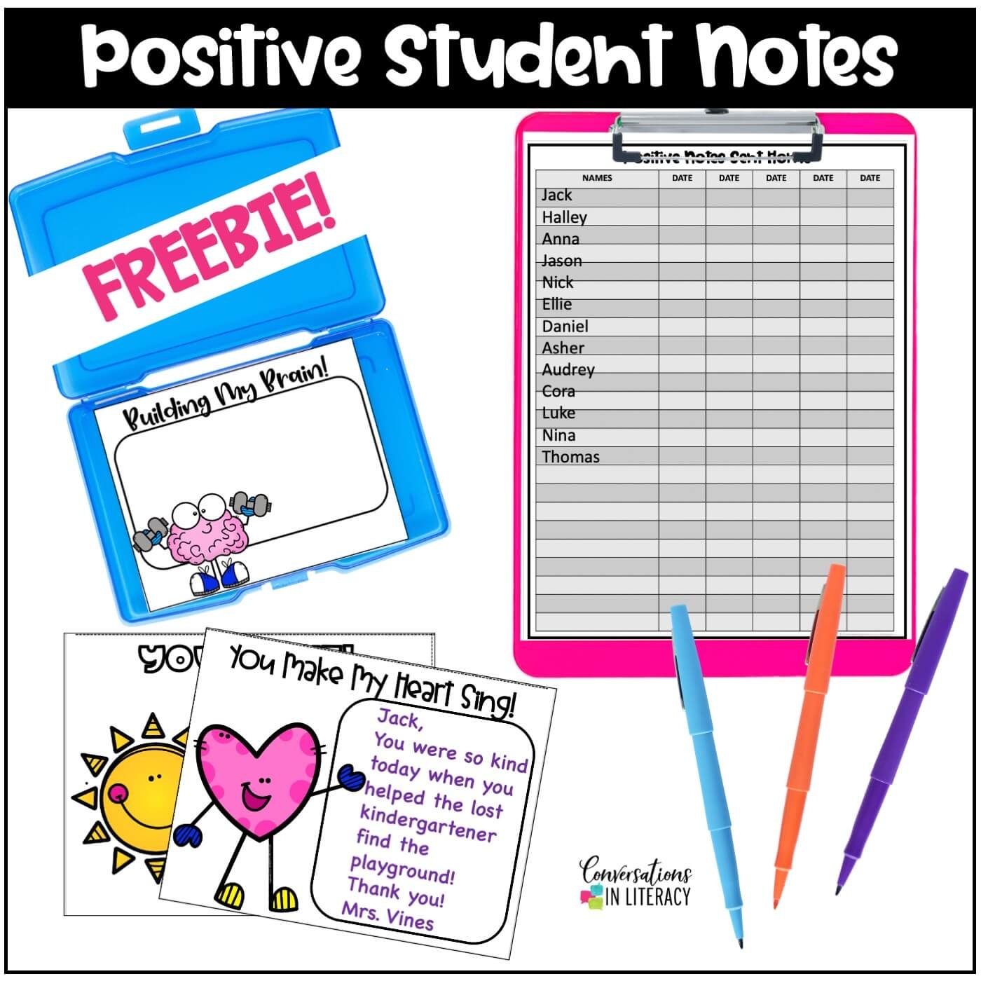 Positive Behavior Notes Home To Parents Freebie Conversations In 