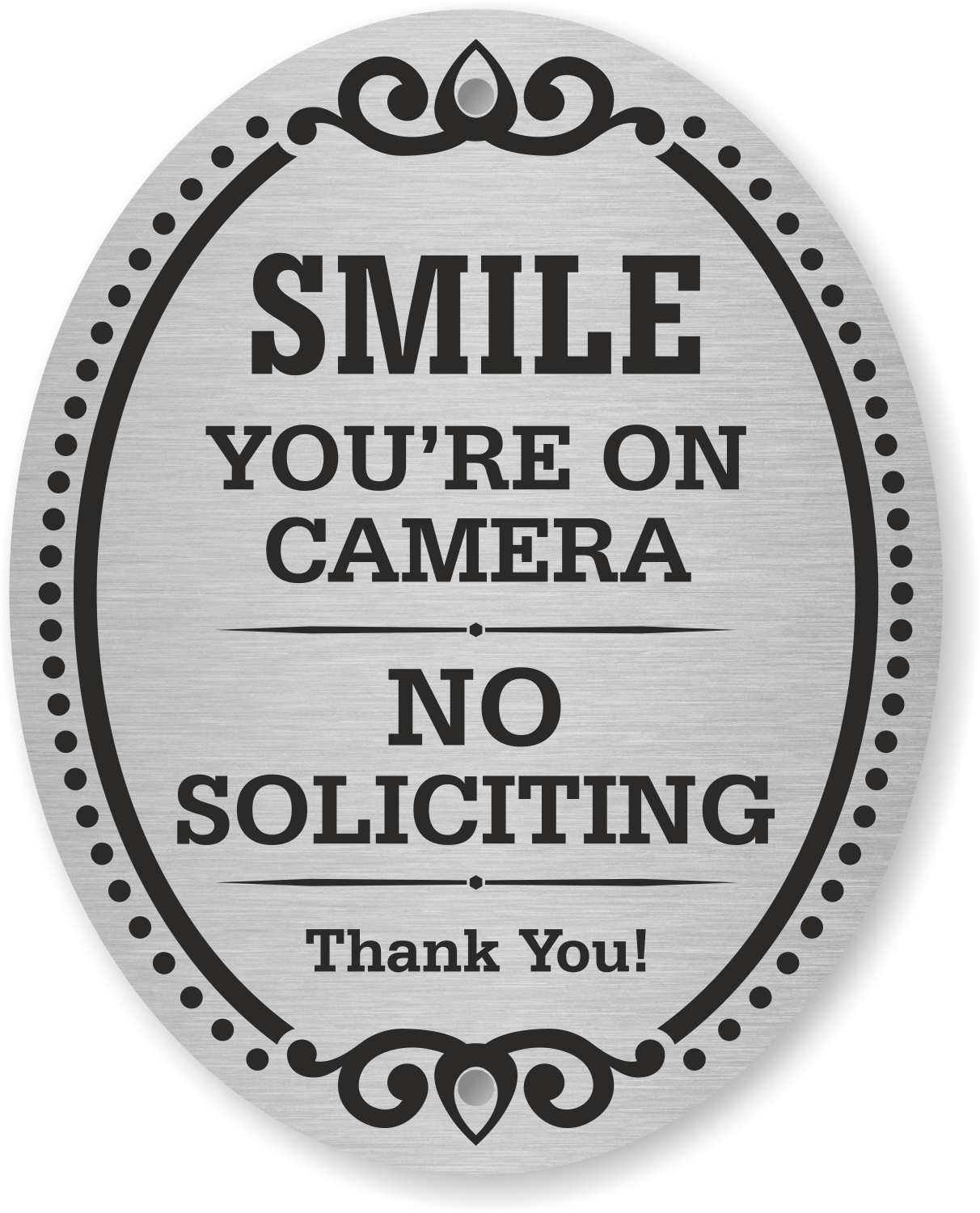 Post A Professional looking No Soliciting Sign To Clearly Mark Your Property Boundaries Black Text On A Silver DiamondPlate Background Delivers 