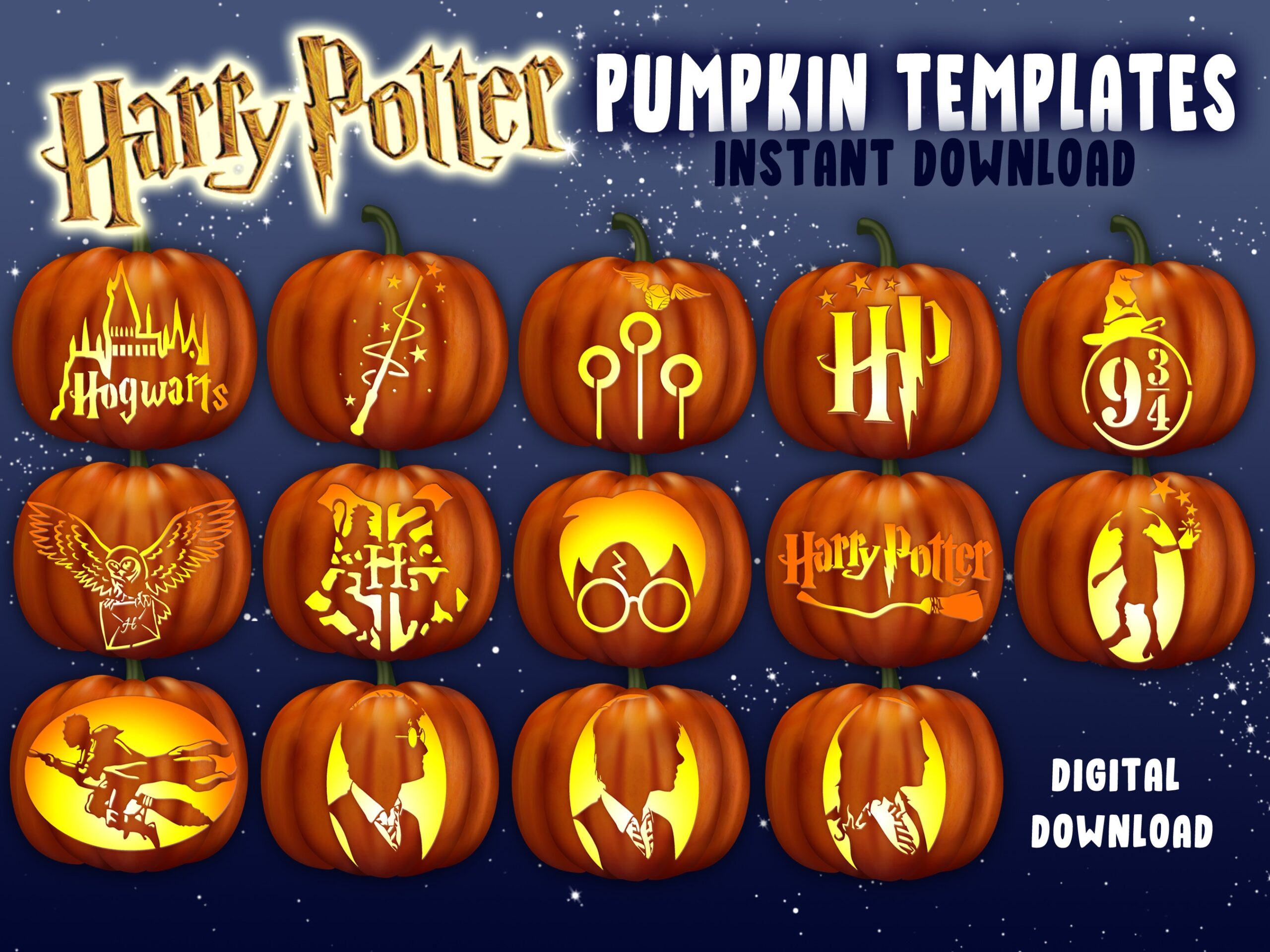 Potter Pumpkin Carving Stencils A4 Jack O Lantern Template Patterns
