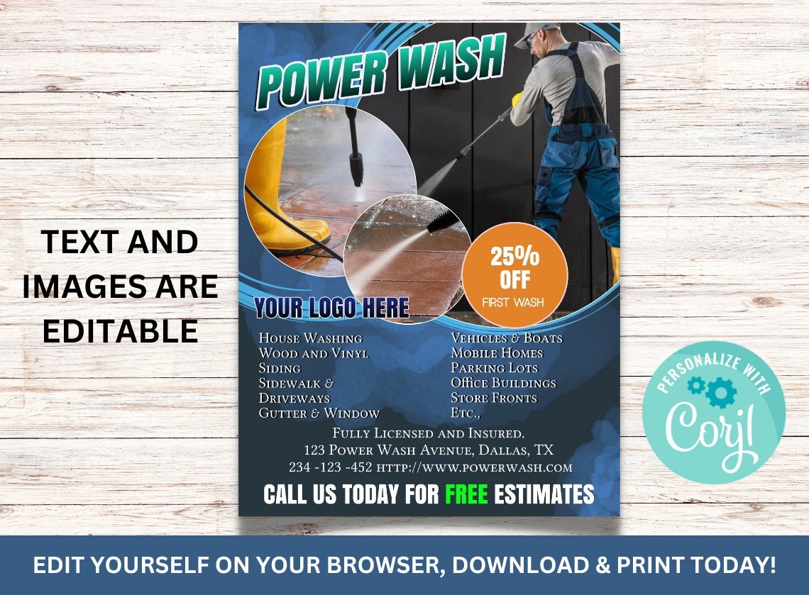 Power Wash Flyer Roof Washing Pressure Washing Business 