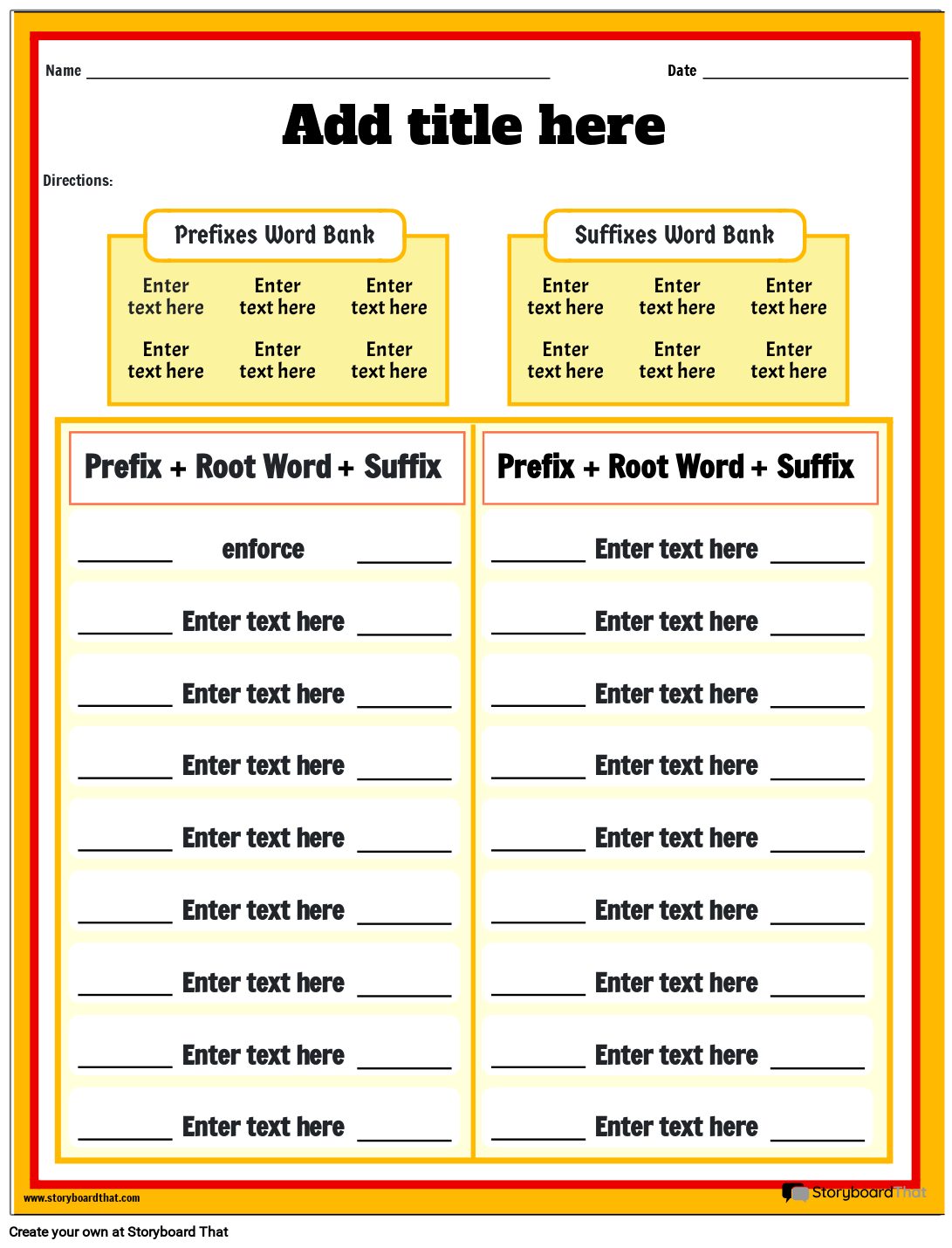Prefixes U0026 Suffixes Worksheets Free From Storyboard That