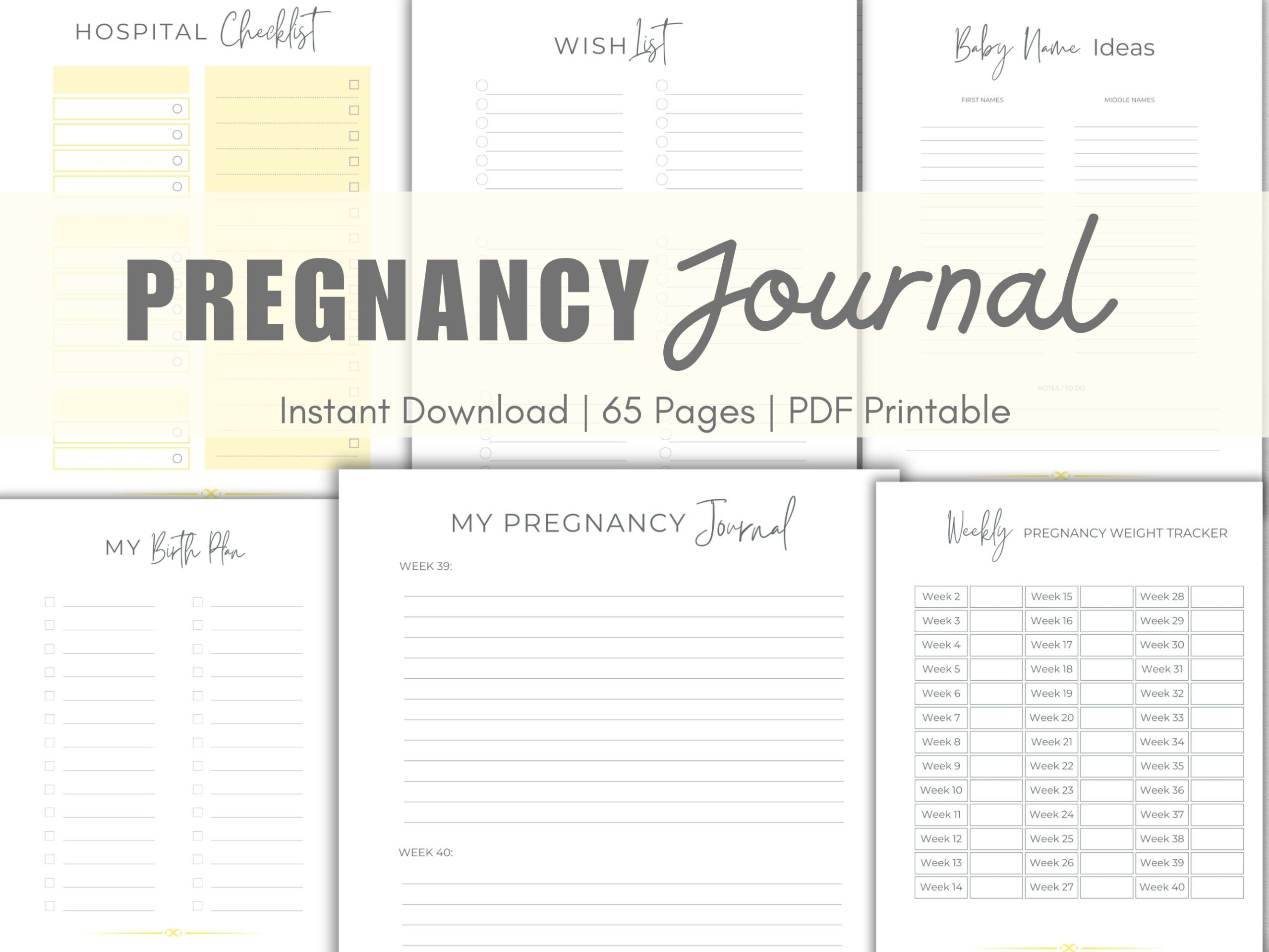 free printable pregnancy journal