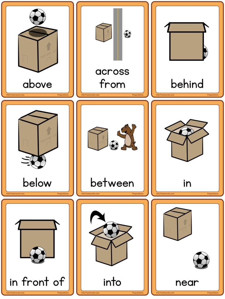 Prepositions ESL Flashcards