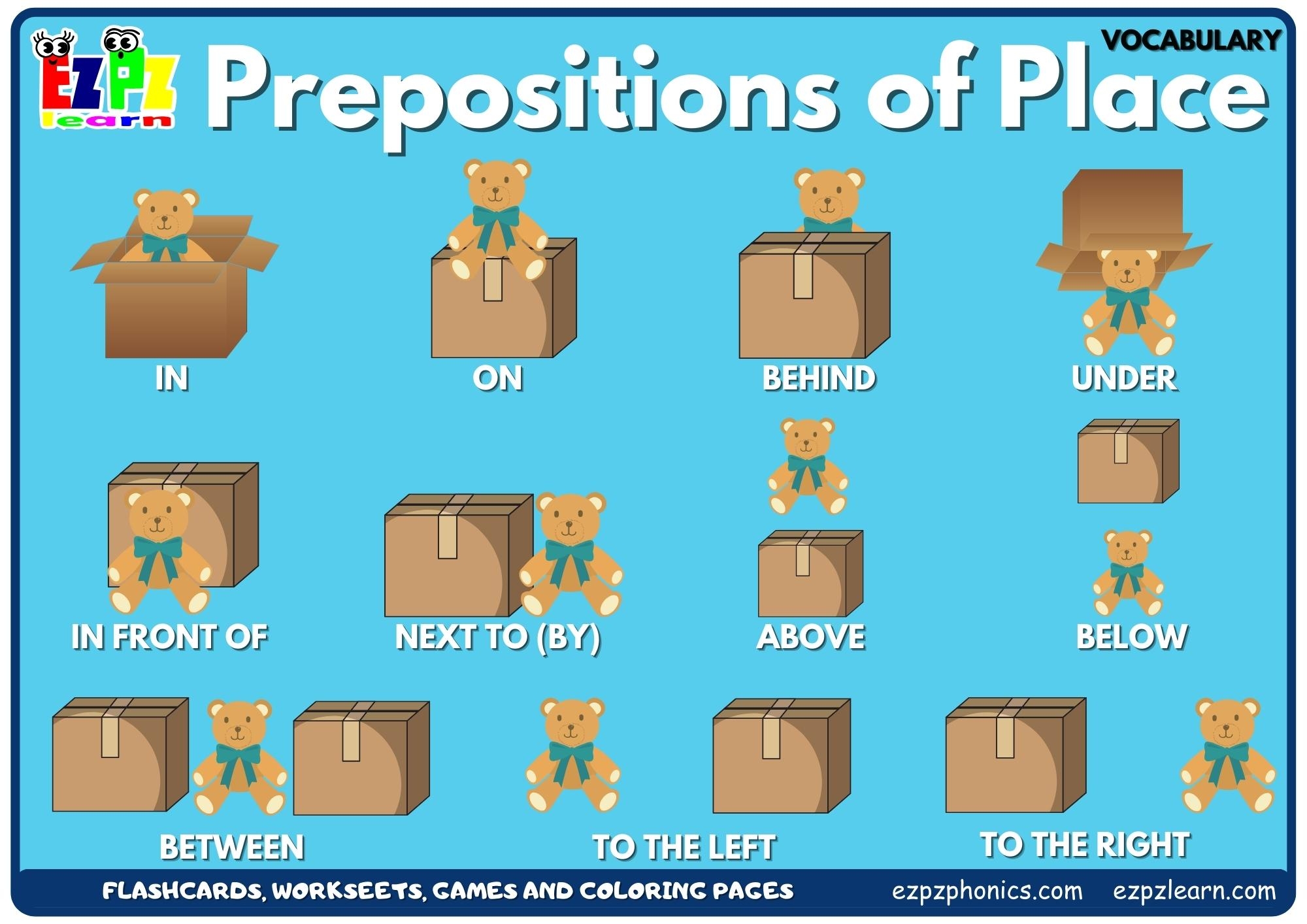 Prepositions Of Place Vocabulary Picture Dictionary Join Now For Free Flashcards Worksheets And Coloring Pages Ezpzlearn