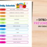 Preschool Daily Schedule Daycare Schedule EDITABLE Template