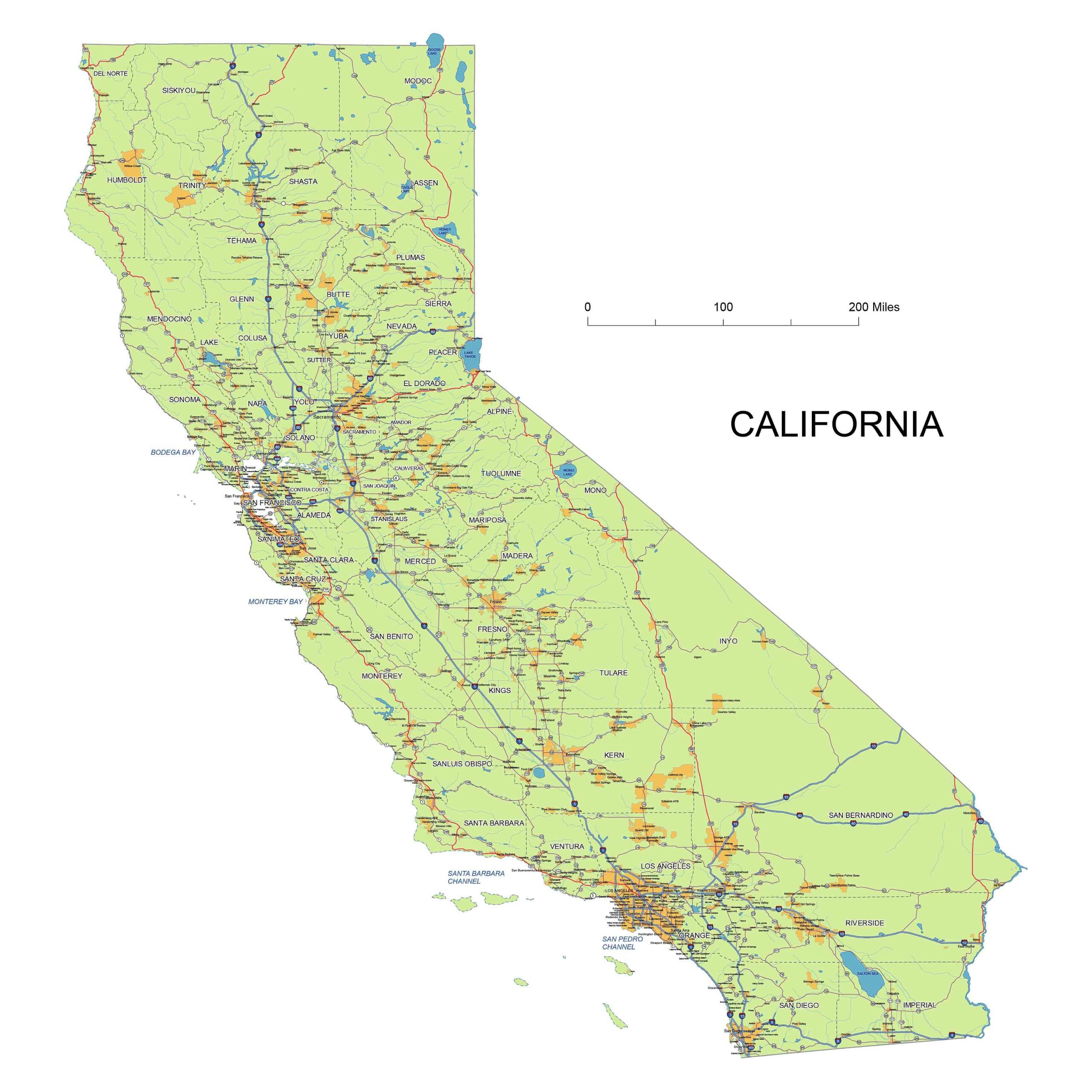 Preview Of California State Vector Road Map Printable Vector Maps