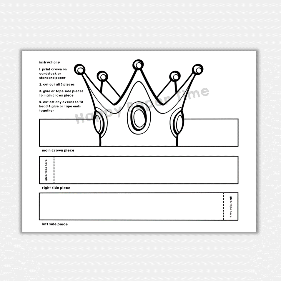 Princess Paper Crowns Printable Royal Coloring Costume Craft Activity