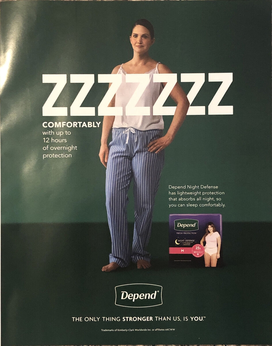 PRINT AD 2023 Depend Bladder Control Garment Underwear Sleep Comfortably Zzzzzzz