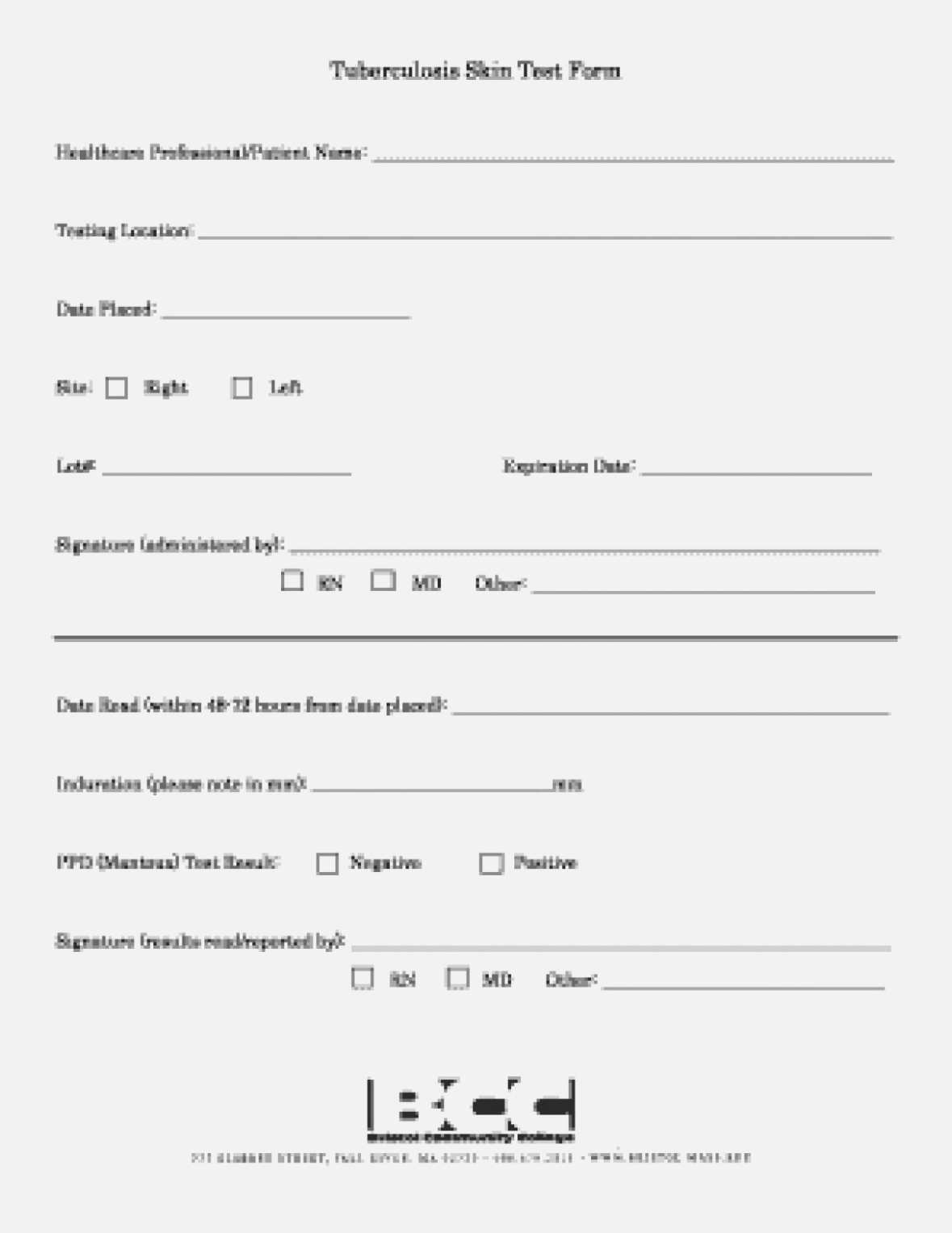 printable tb test form