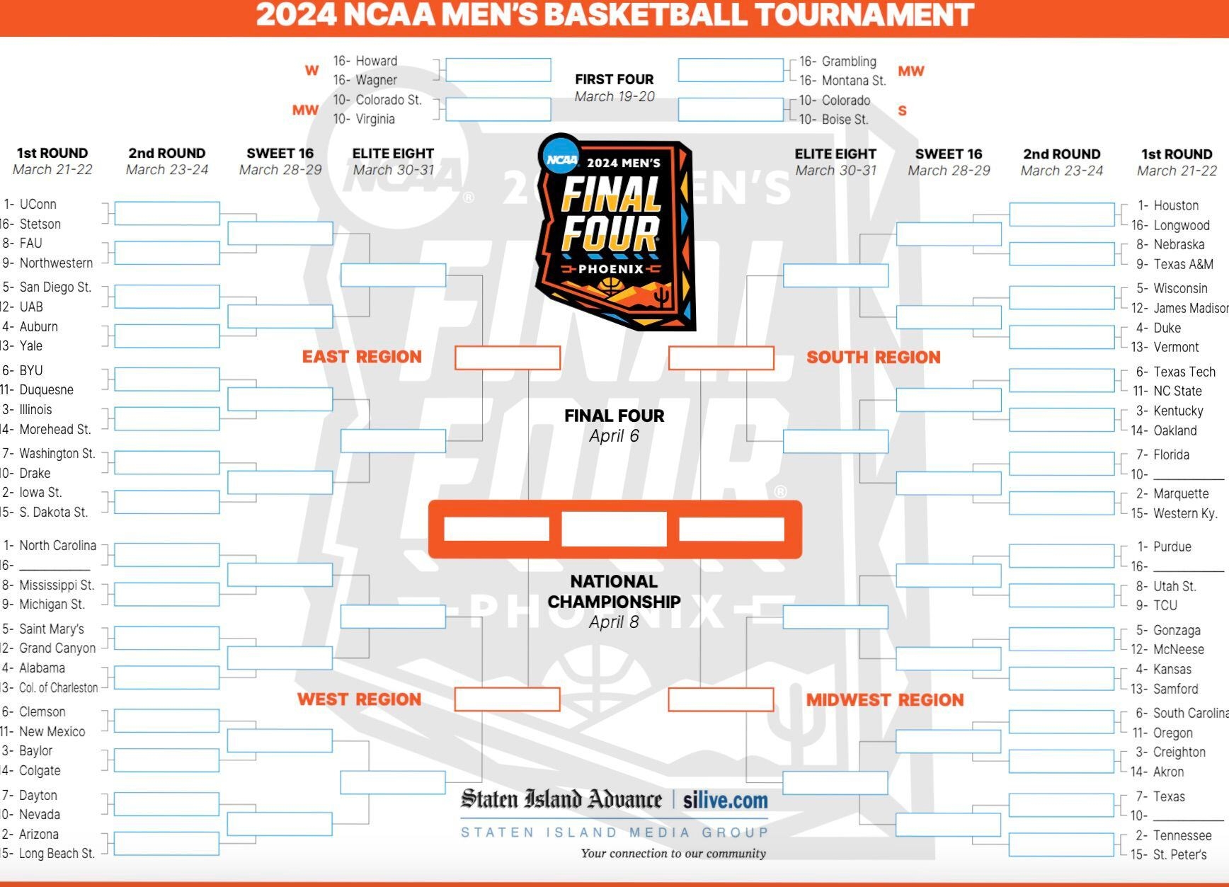 2018 printable ncaa tournament bracket