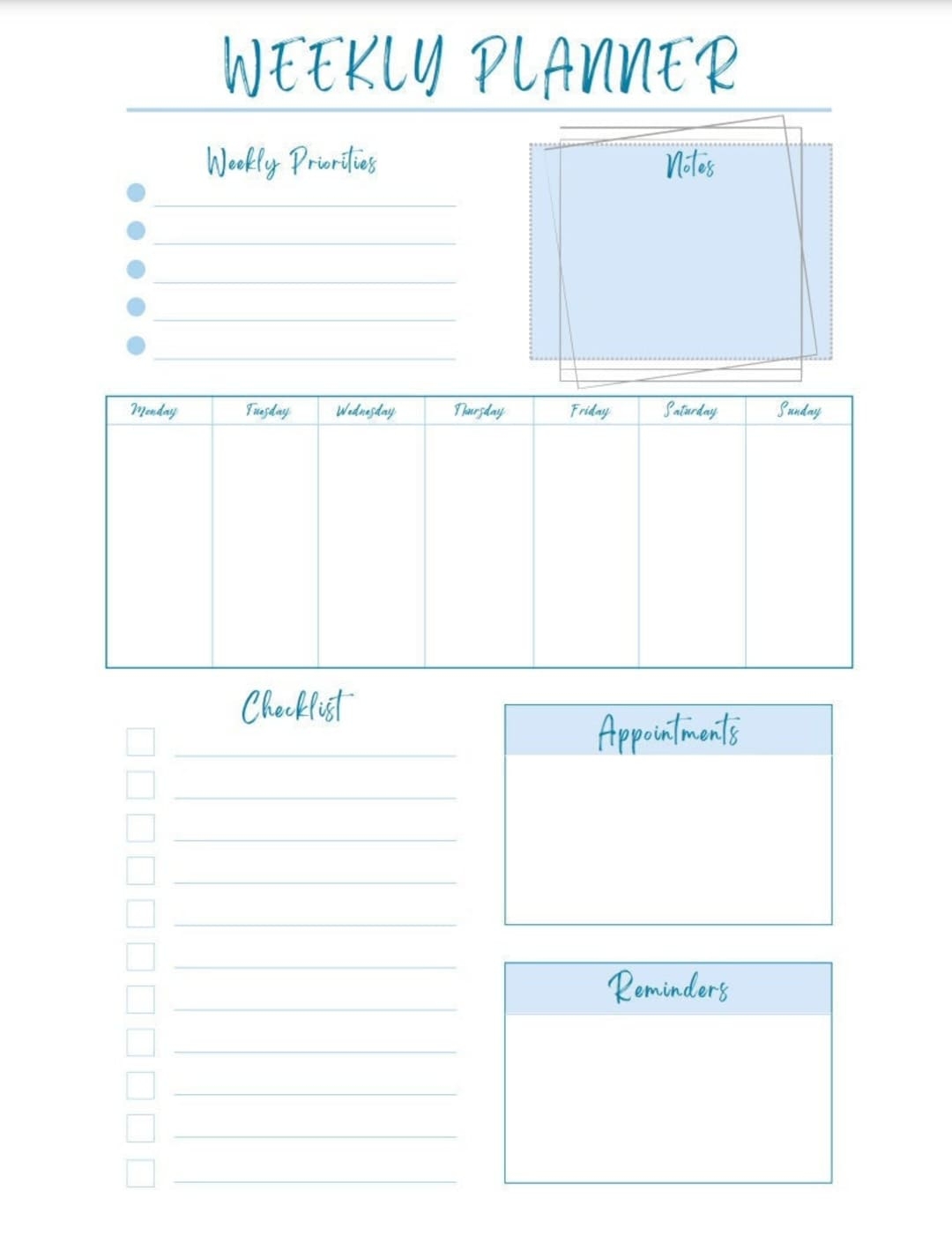 7 day printable weekly schedule template