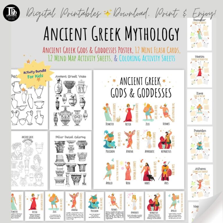 Printable Ancient Greek Mythology Activity Bundle For Kids Topic Research Home Schooling Gods U0026 Goddesses Mind Maps And So Much More Etsy