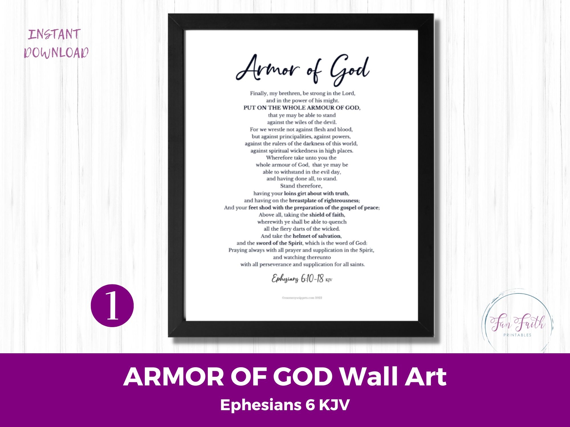 Printable Armor Of God Prayer Card Help Kids Learn Ephesians 6 KJV