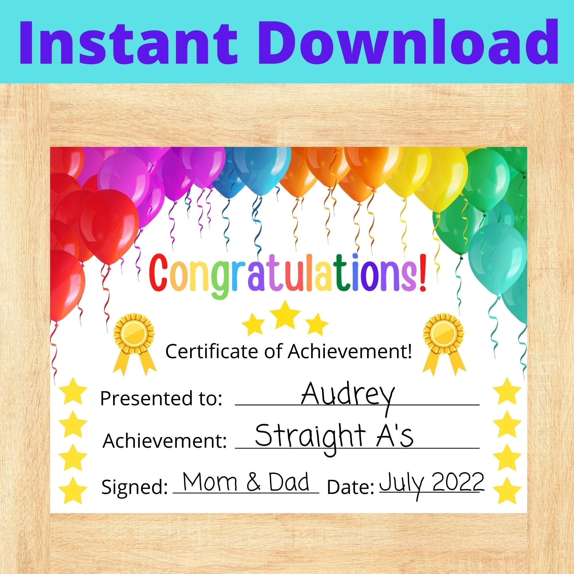 Printable Award Certificate For Kids Fun Recognition Instant Printable Award Certificate For Kids Fun Recognition Instant