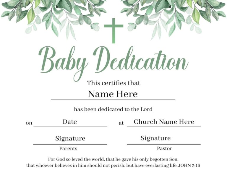 Printable Baby Dedication Certificate Editable Baby Christening Certificate Etsy