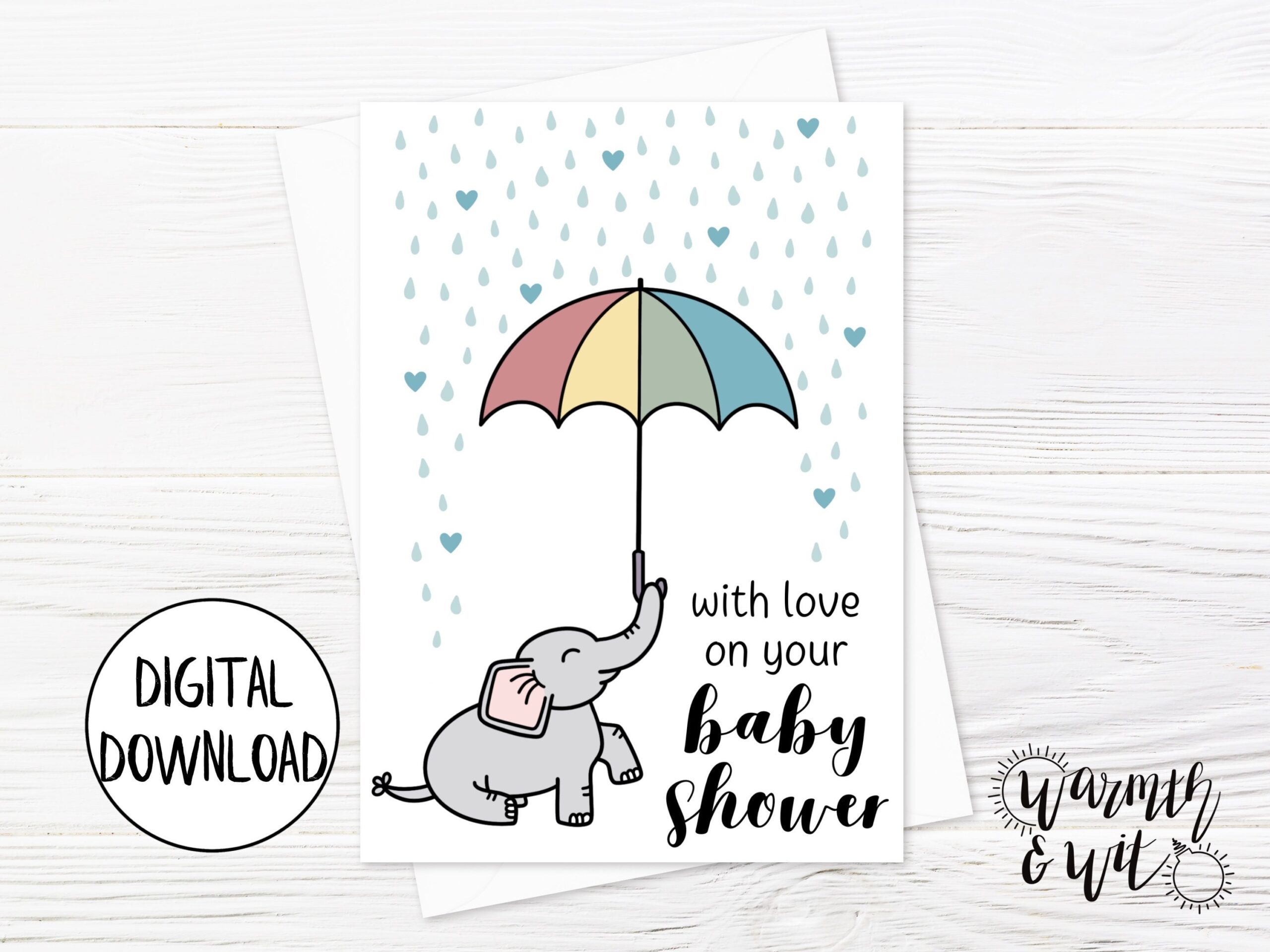 Printable Baby Shower Card Girl Boy Elephant Baby Shower Card Printable Baby Shower Card Girl Boy Elephant Baby Shower Card