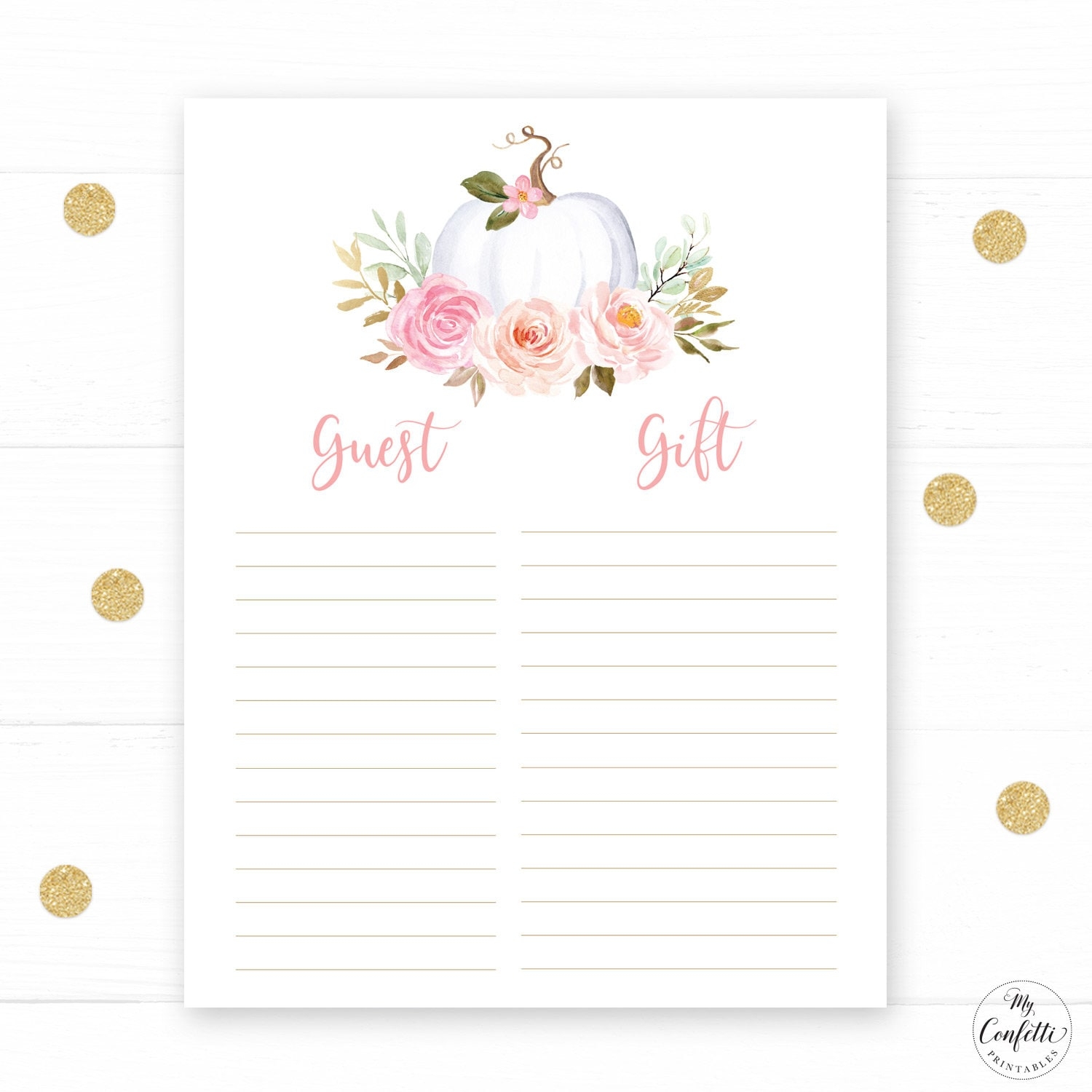 baby shower gift list printable