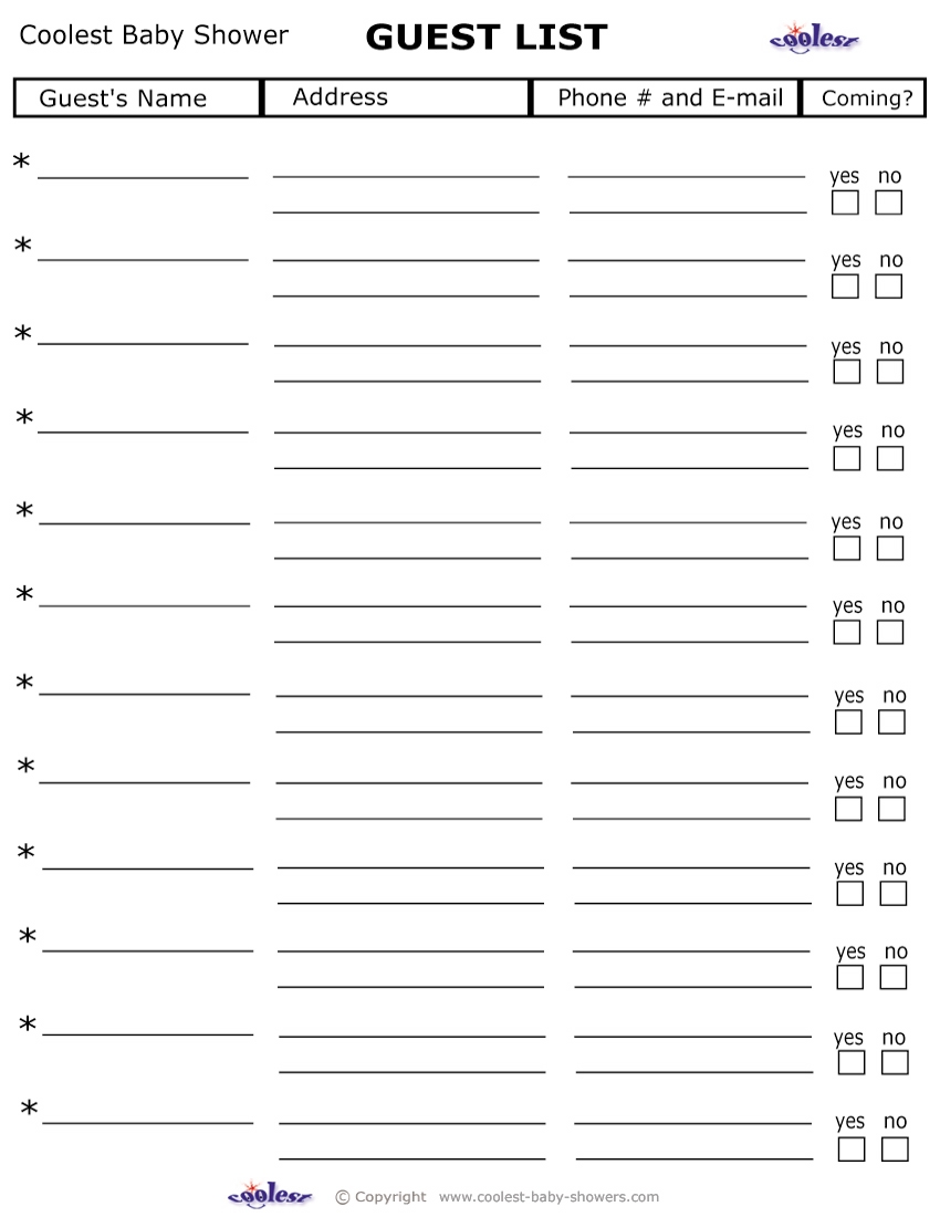 Printable Baby Shower Guest List Coolest Free Printables Worksheets Library