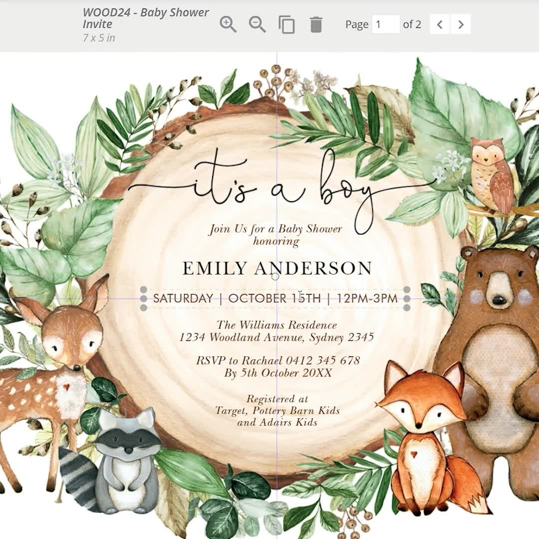Printable Baby Shower Invitations Woodland Animals Clearance