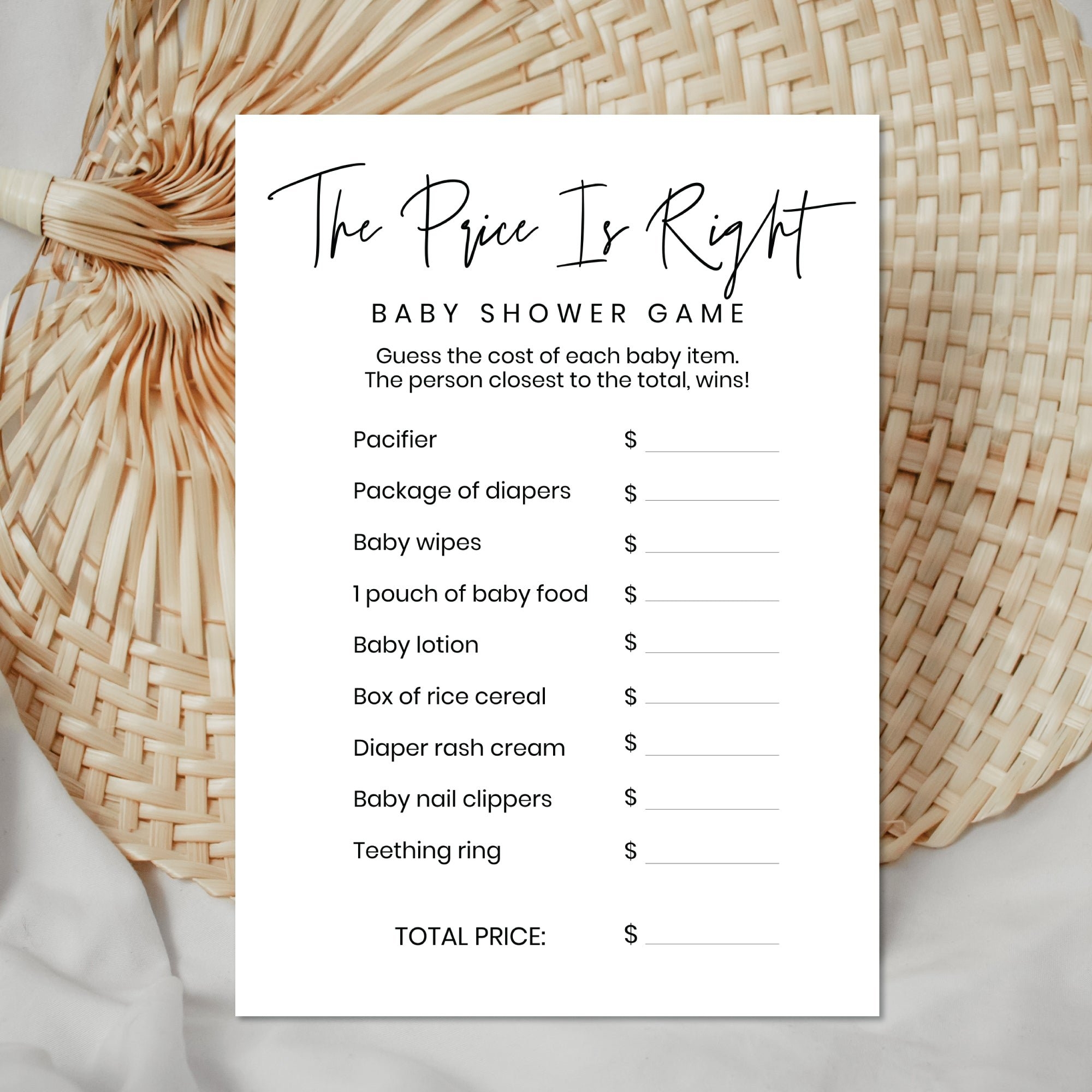Printable Baby Shower The Price Is Right Game Minimalist Theme Printable Baby Shower The Price Is Right Game Minimalist Theme