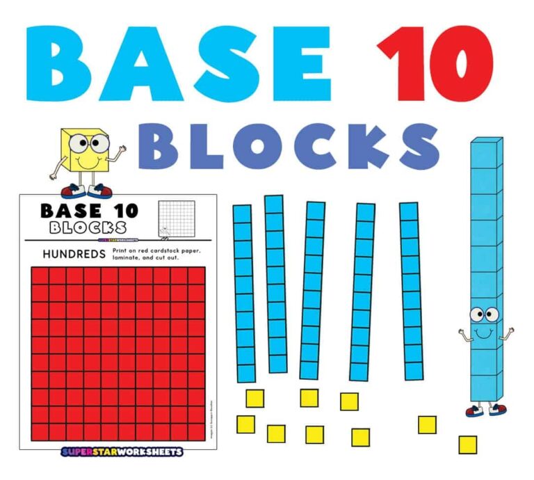 Printable Base 10 Blocks Superstar Worksheets