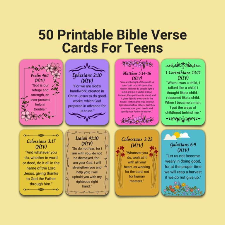 Printable Bible Verse Cards For Teens Bible Study Tools Memory Verse Flash Cards Colorful Bible Affirmations Christian Gift For Teenager Etsy