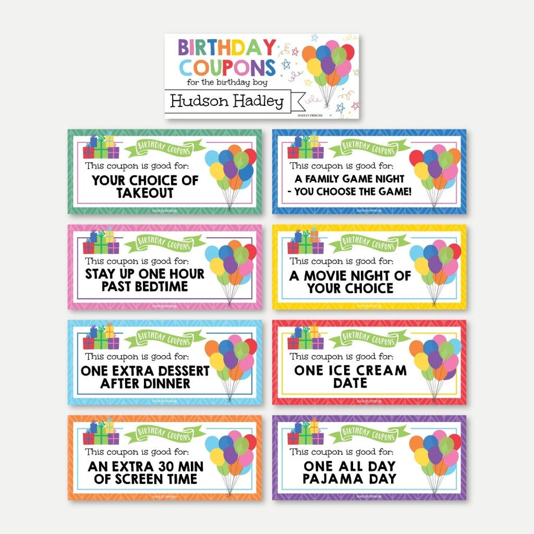 Printable Birthday Coupon Template Editable Gift Voucher Idea DIY Present Personalized Love Coupon For Boys Girls U0026 Kids Happy Bday Party Etsy