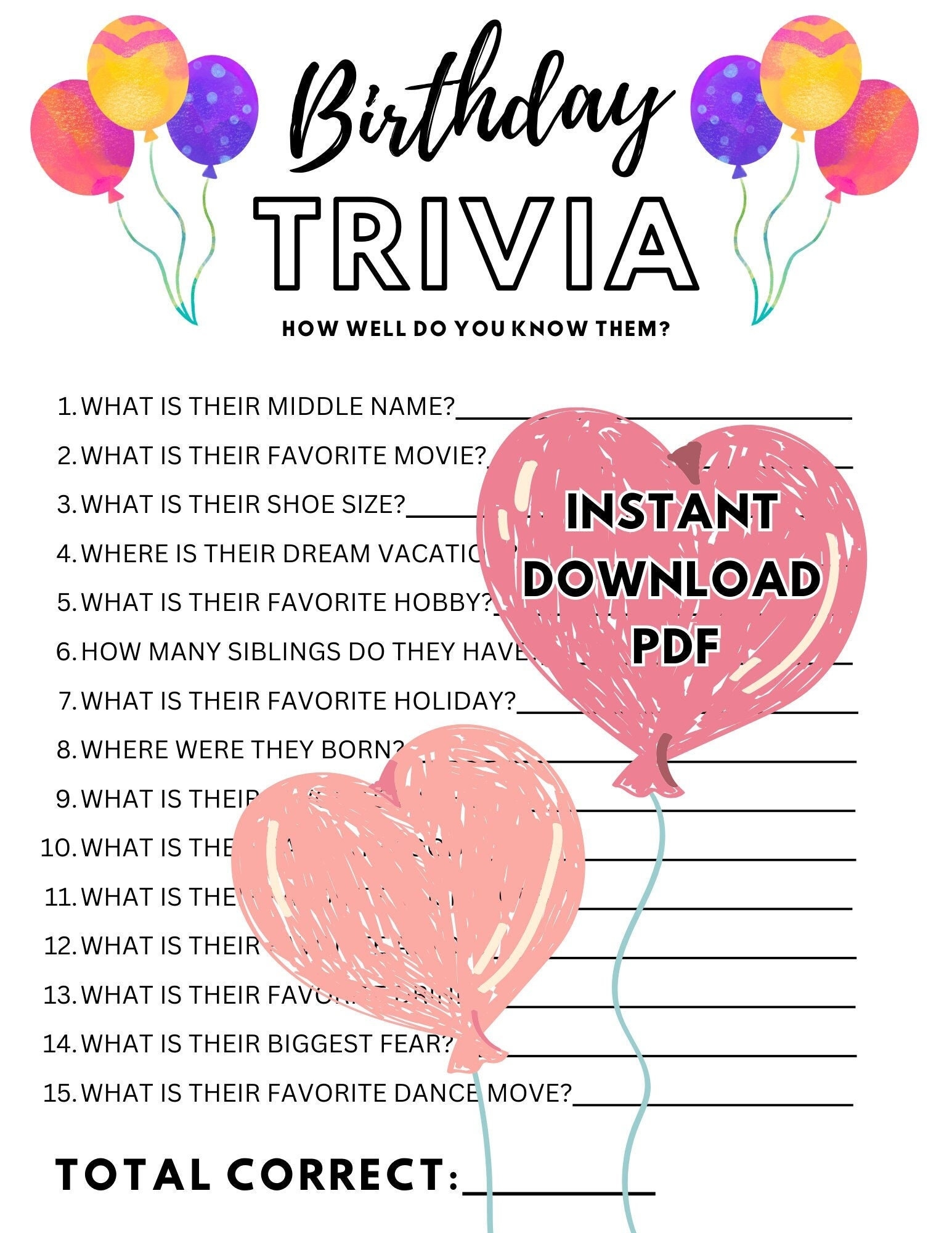 birthday trivia questions printable