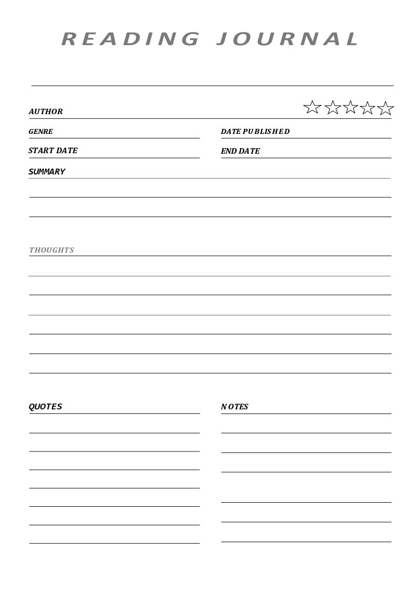 printable book log template